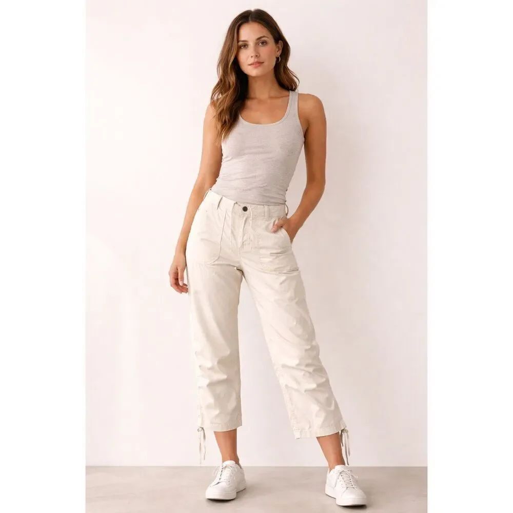 Abercrombie 25 Issue Cargo Pants Cream Cropped Womens Size 6